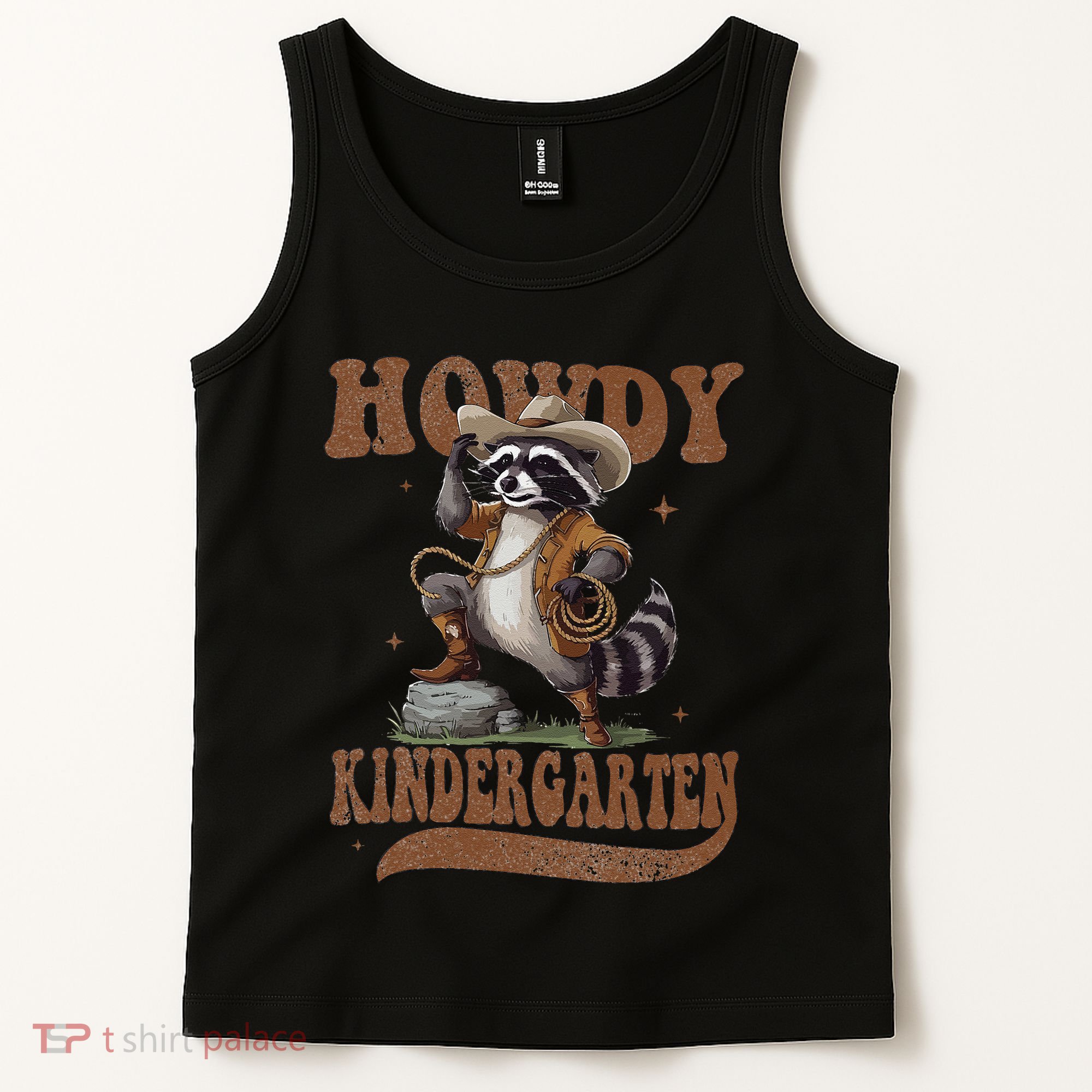 Howdy Kindergarten Raccoon Cowboy Western Back To School Gift Tank Top
