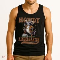 Howdy Kindergarten Raccoon Cowboy Western Back To School Gift Tank Top thumb 3