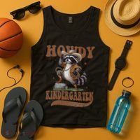 Howdy Kindergarten Raccoon Cowboy Western Back To School Gift Tank Top thumb 4