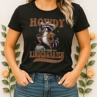 Howdy Kindergarten Raccoon Cowboy Western Back To School Gift Women's T-Shirt thumb 2