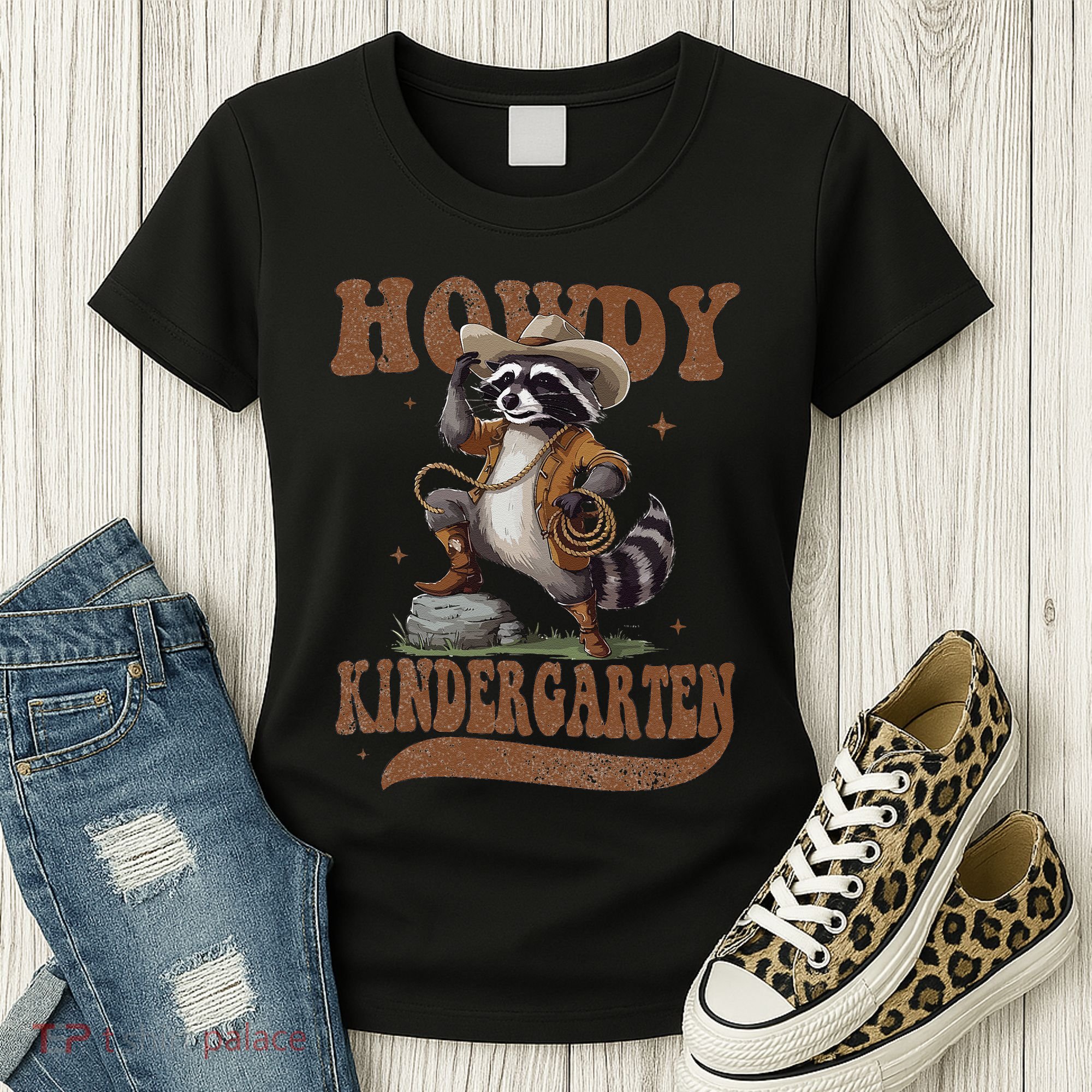 Howdy Kindergarten Raccoon Cowboy Western Back To School Gift Women's T-Shirt