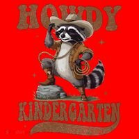 Howdy Kindergarten Raccoon Cowboy Western Back To School Gift Santa Hat thumb 1
