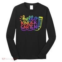 Hello Kindergarten Teacher Tie Dye Welcome Back To School Long Sleeve Shirt thumb 0