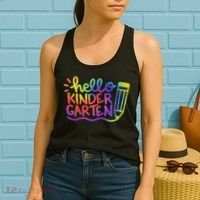 Hello Kindergarten Teacher Tie Dye Welcome Back To School Women's Tank Top thumb 2