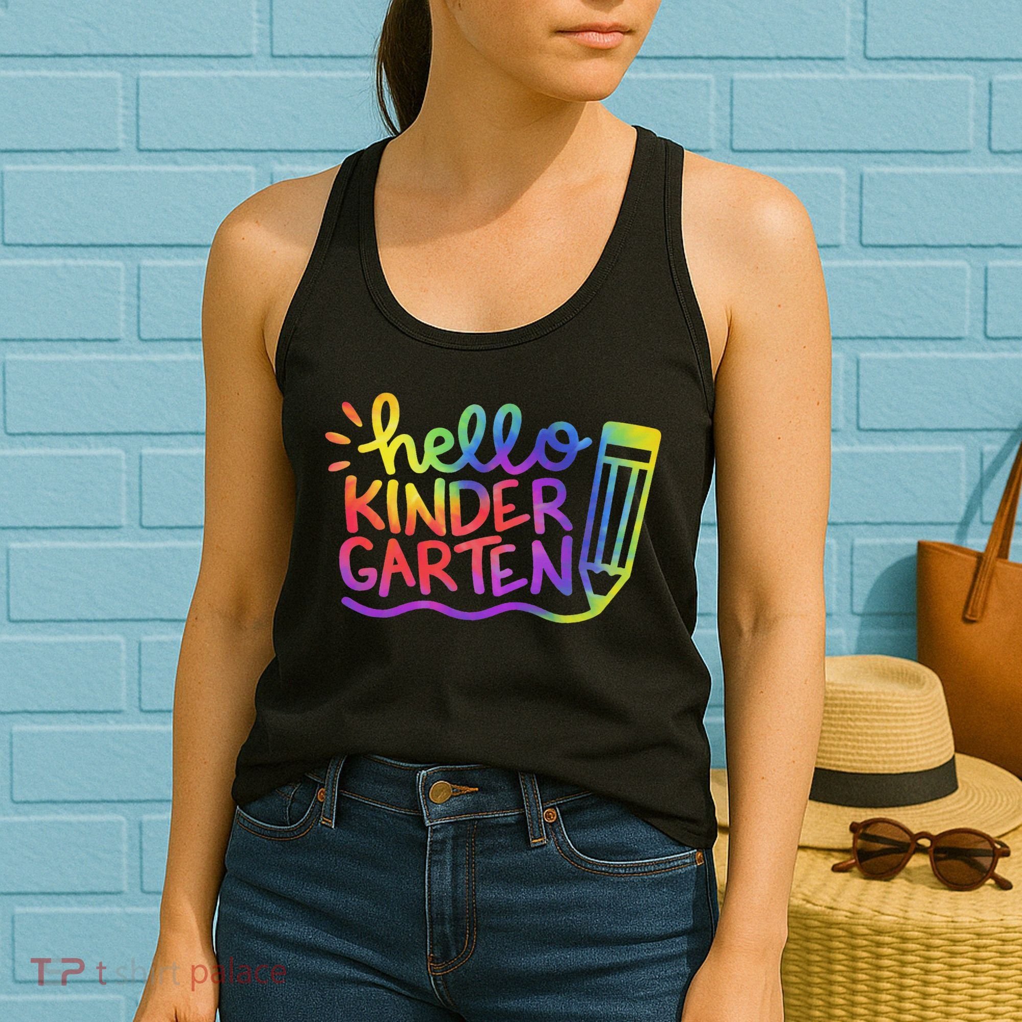 Hello Kindergarten Teacher Tie Dye Welcome Back To School Women's Tank Top