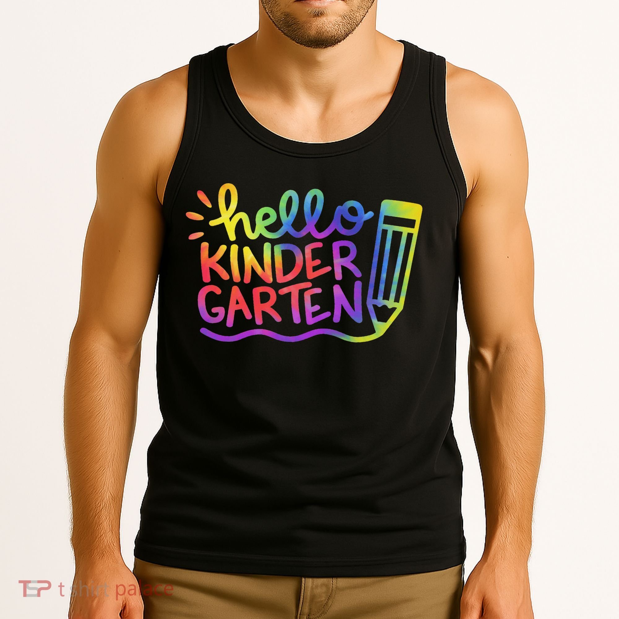 Hello Kindergarten Teacher Tie Dye Welcome Back To School Tank Top