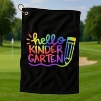 Hello Kindergarten Teacher Tie Dye Welcome Back To School Golf Towel thumb 1