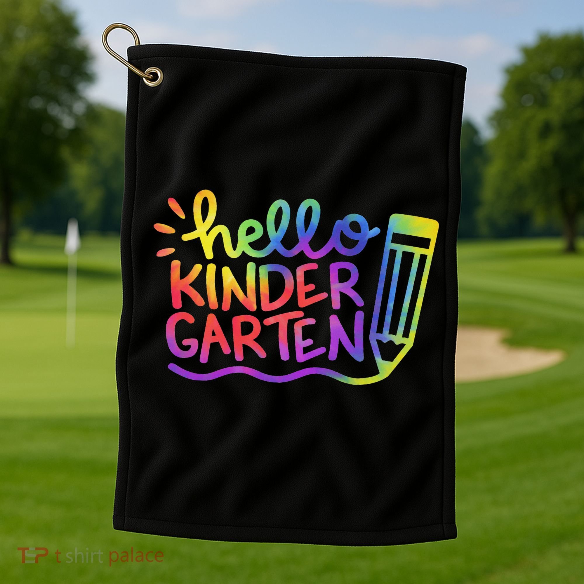 Hello Kindergarten Teacher Tie Dye Welcome Back To School Golf Towel