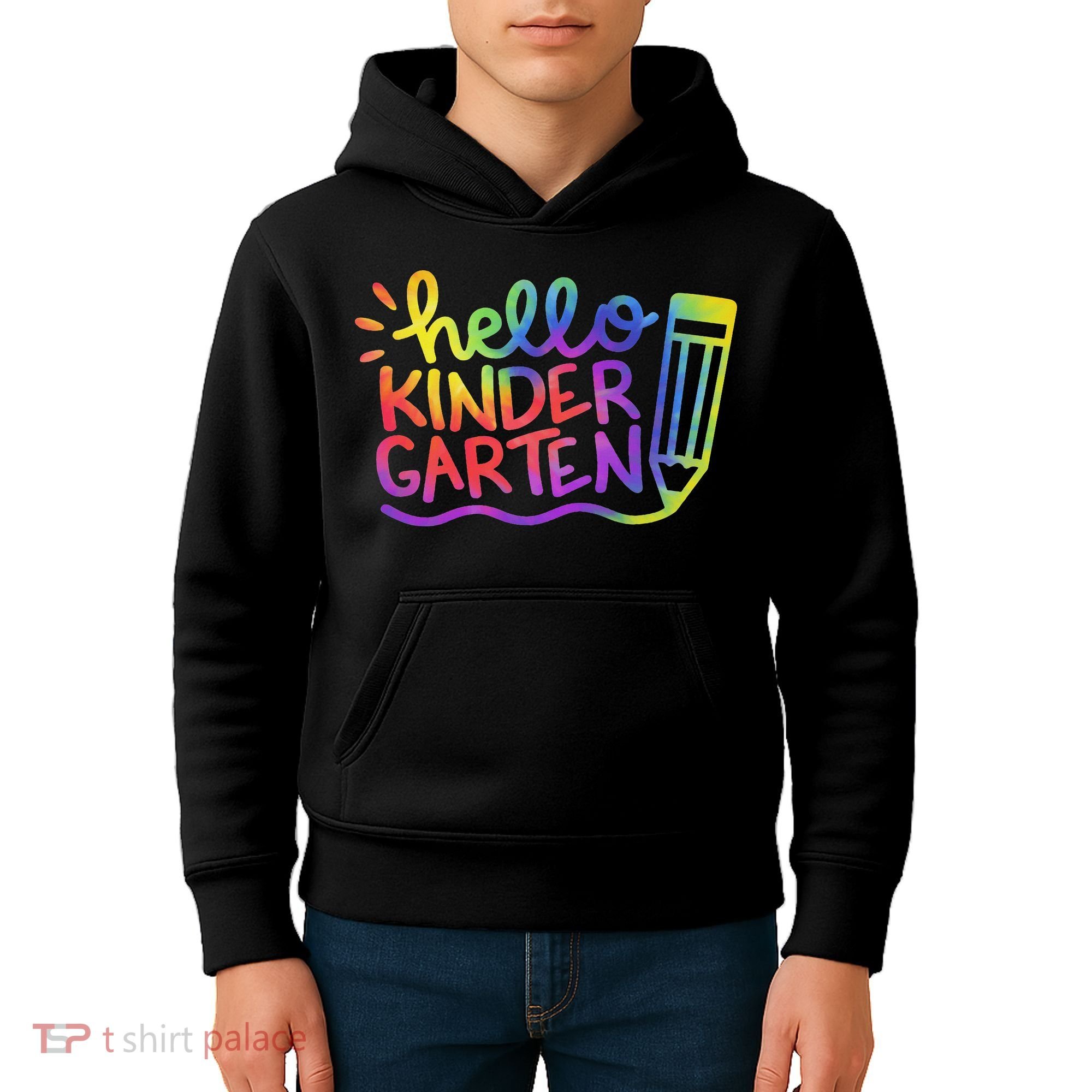 Hello Kindergarten Teacher Tie Dye Welcome Back To School Kids Hoodie