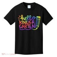 Hello Kindergarten Teacher Tie Dye Welcome Back To School Kids T-Shirt thumb 0