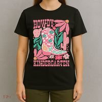 Howdy Kindergarten Western Kindergarten Vibe Teacher Cowgirl T-Shirt thumb 4