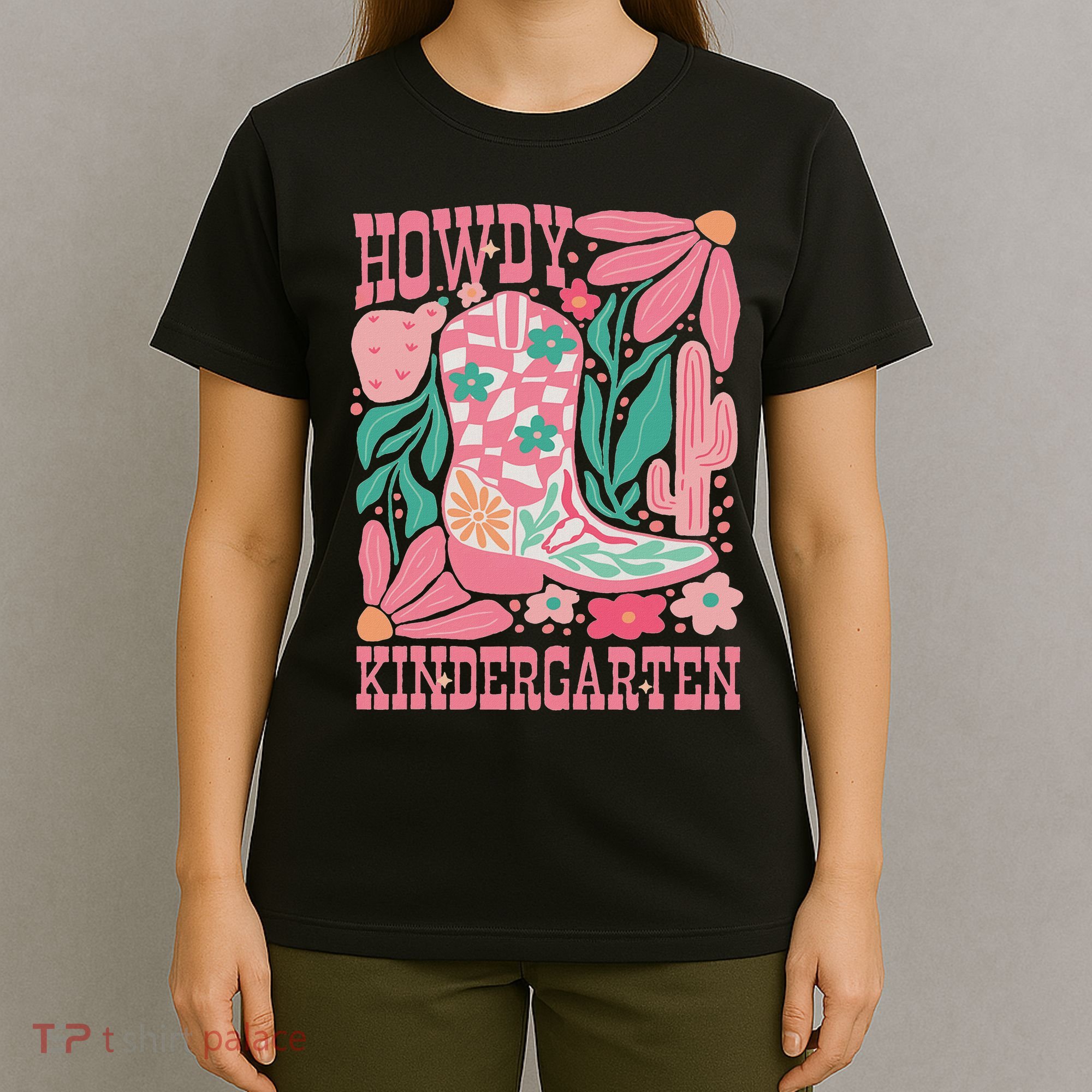 Howdy Kindergarten Western Kindergarten Vibe Teacher Cowgirl T-Shirt