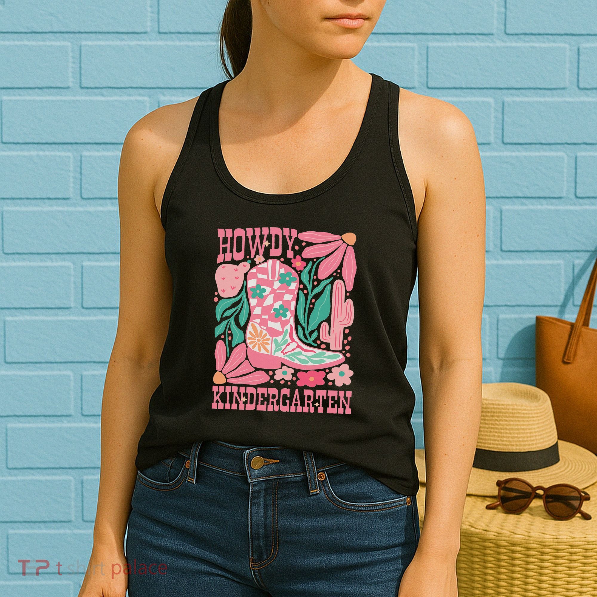 Howdy Kindergarten Western Kindergarten Vibe Teacher Cowgirl Women's Tank Top