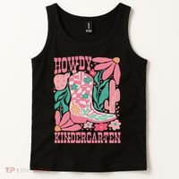 Howdy Kindergarten Western Kindergarten Vibe Teacher Cowgirl Tank Top thumb 2
