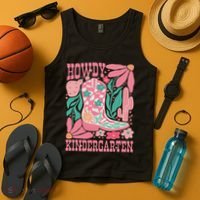 Howdy Kindergarten Western Kindergarten Vibe Teacher Cowgirl Tank Top thumb 4