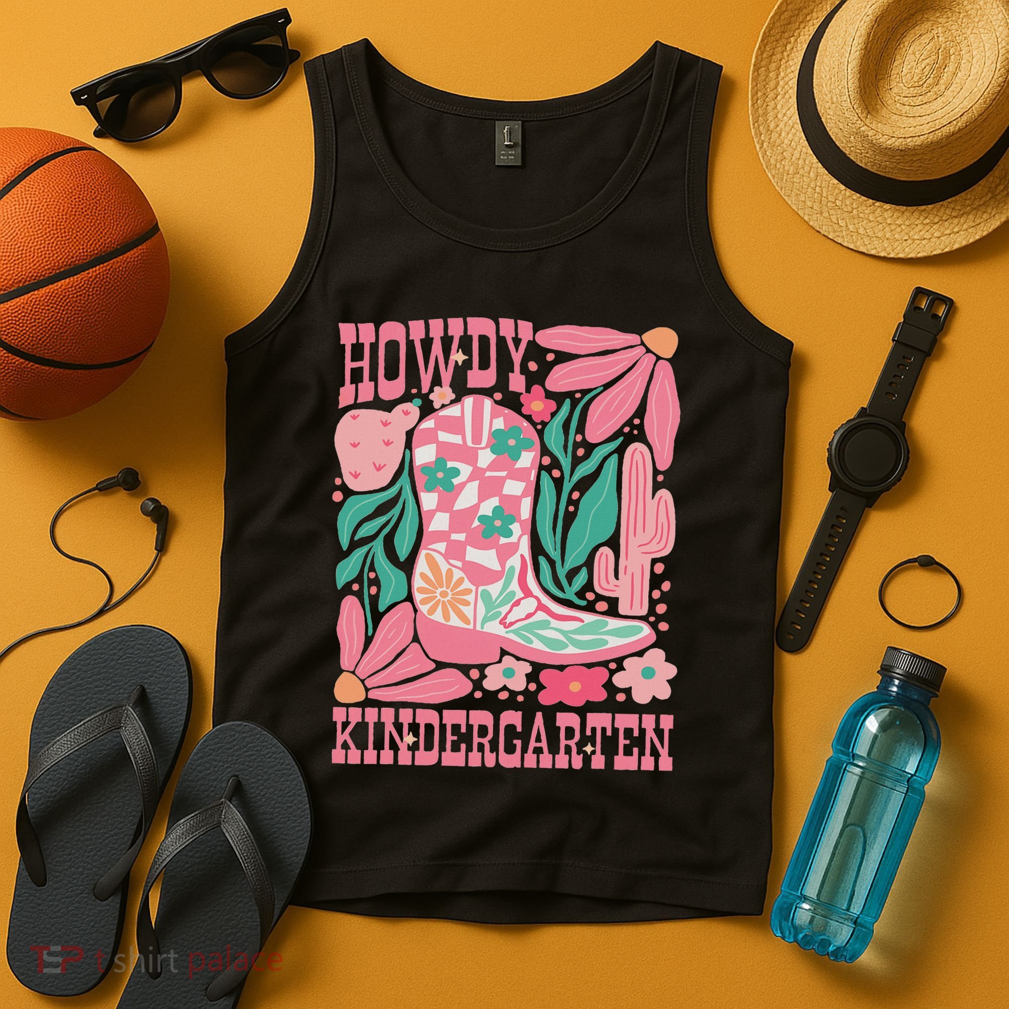 Howdy Kindergarten Western Kindergarten Vibe Teacher Cowgirl Tank Top