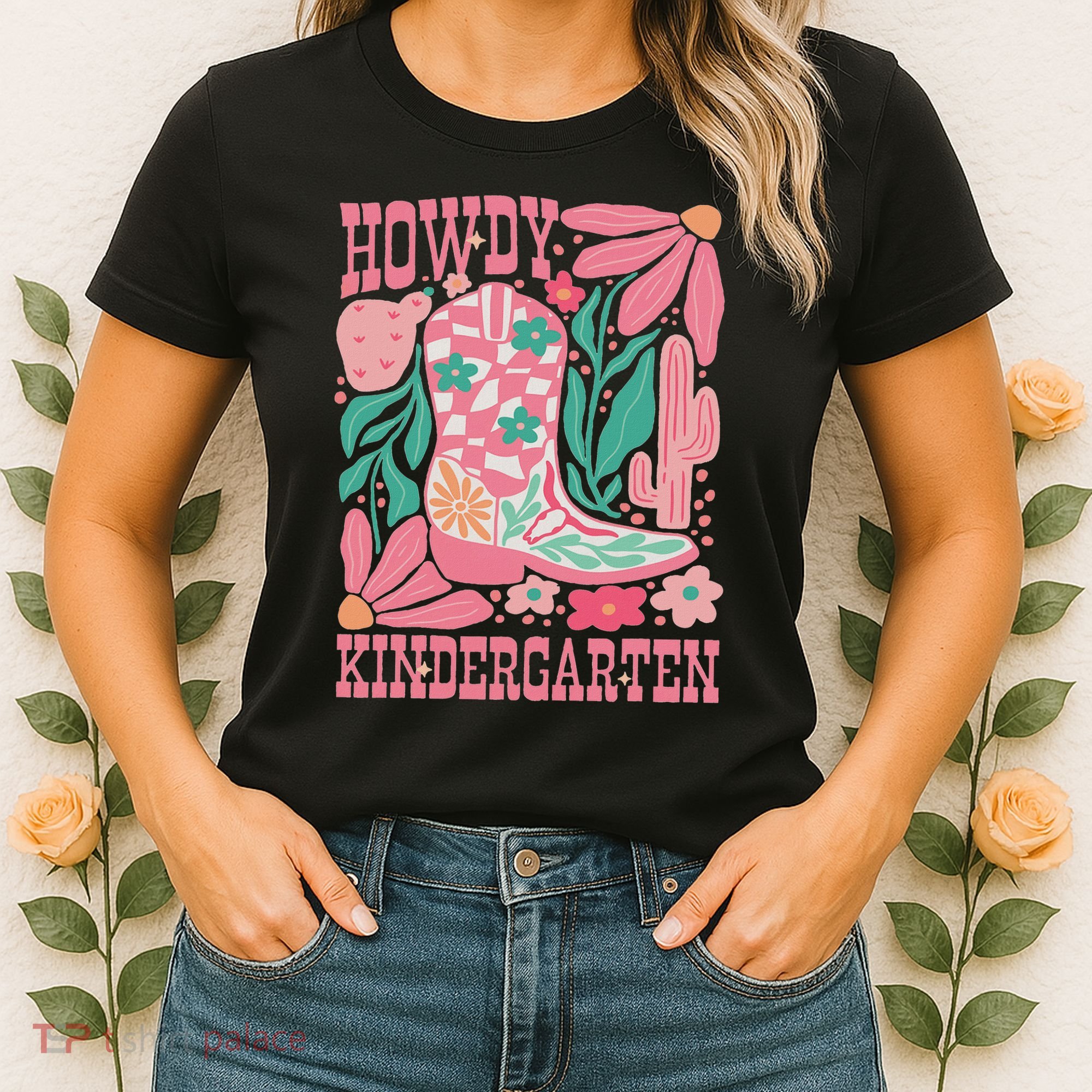 Howdy Kindergarten Western Kindergarten Vibe Teacher Cowgirl Women's T-Shirt