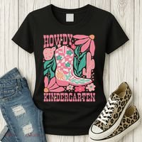 Howdy Kindergarten Western Kindergarten Vibe Teacher Cowgirl Women's T-Shirt thumb 3