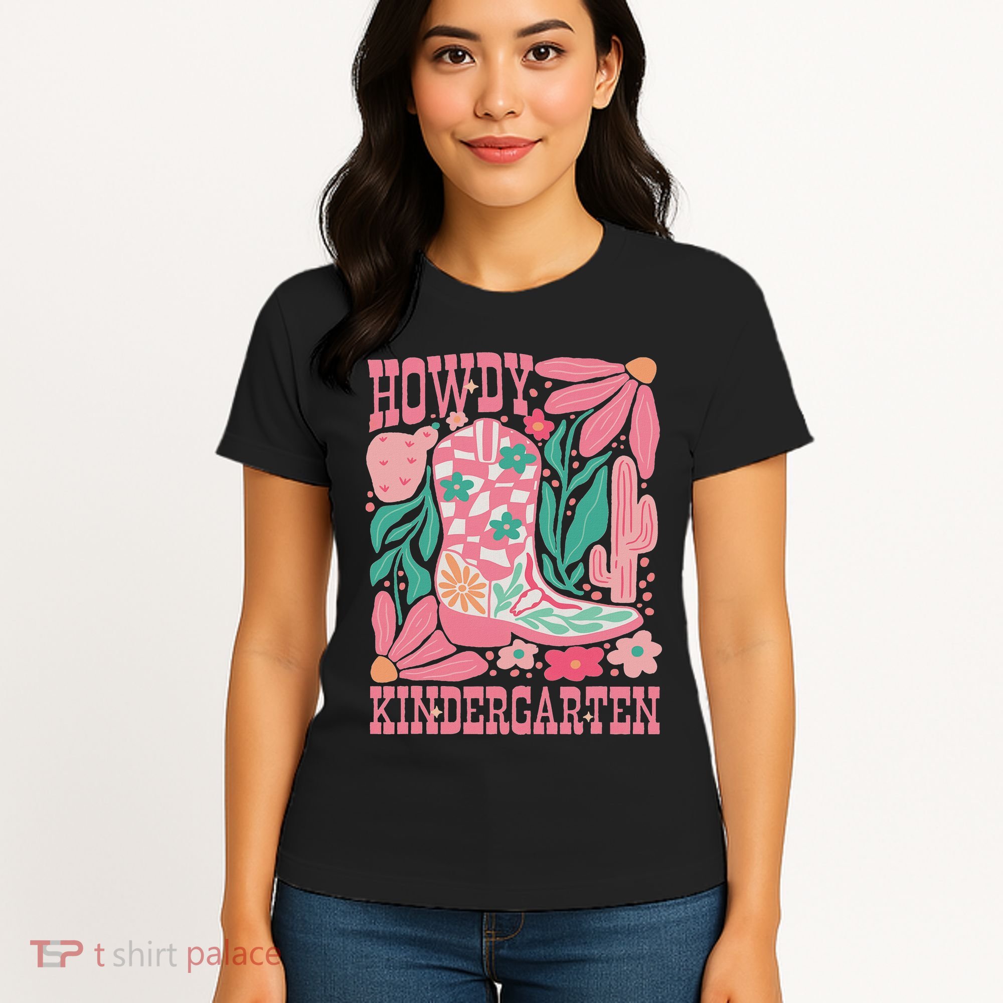 Howdy Kindergarten Western Kindergarten Vibe Teacher Cowgirl Women's T-Shirt