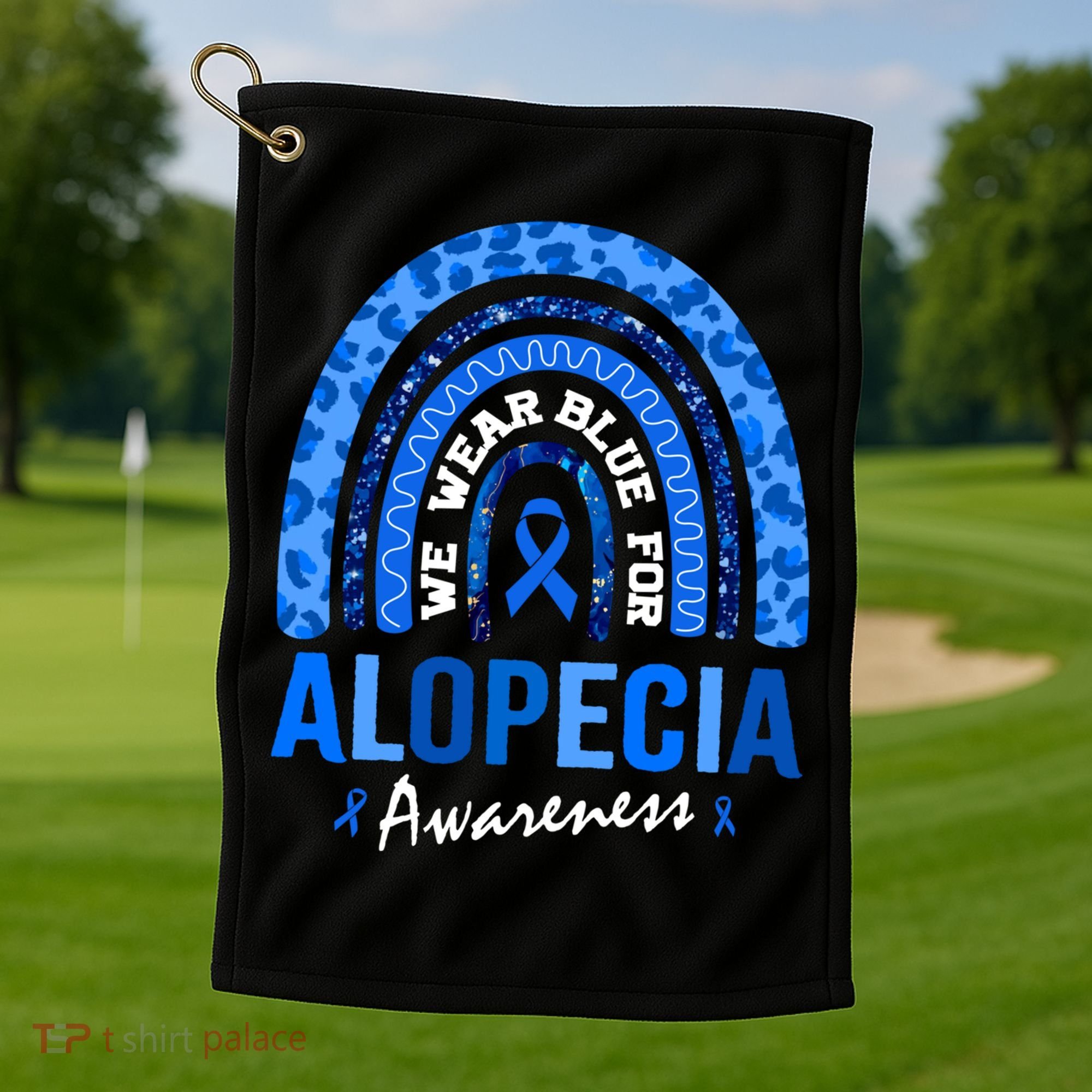 Hair Loss Areata Blue Lopecia Awareness Gift Golf Towel