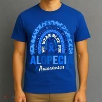 Hair Loss Areata Blue Lopecia Awareness Gift T-Shirt thumb 3