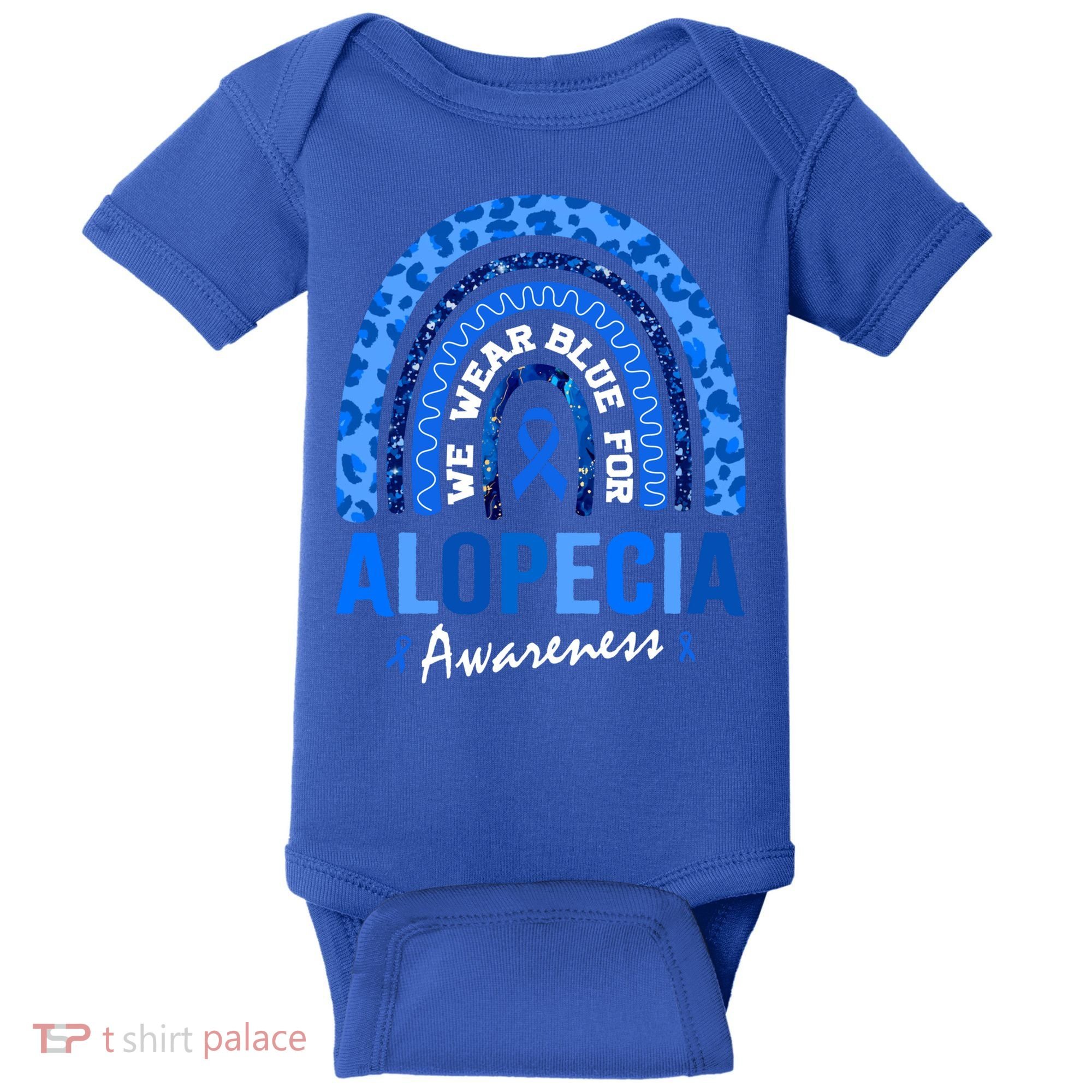 Hair Loss Areata Blue Lopecia Awareness Gift Baby Bodysuit
