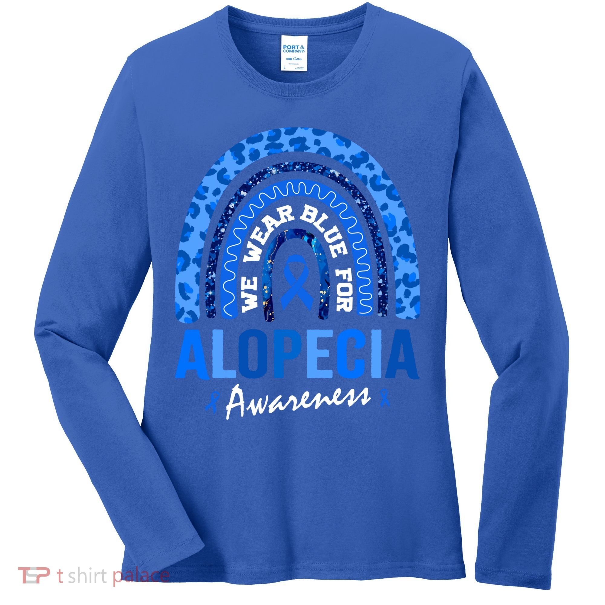 Hair Loss Areata Blue Lopecia Awareness Gift Women's Long Sleeve Shirt