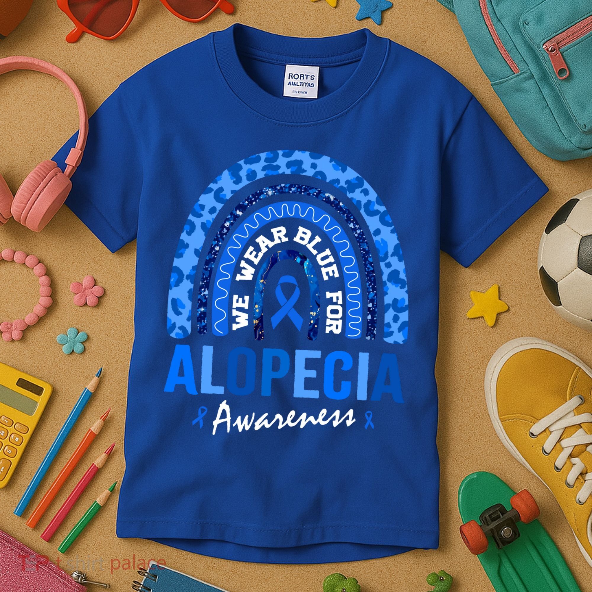 Hair Loss Areata Blue Lopecia Awareness Gift Kids T-Shirt