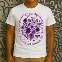 Hodgkin‘S Lymphoma Awareness Wildflower I Wear Purple For Hodgkin‘S T-Shirt thumb 3