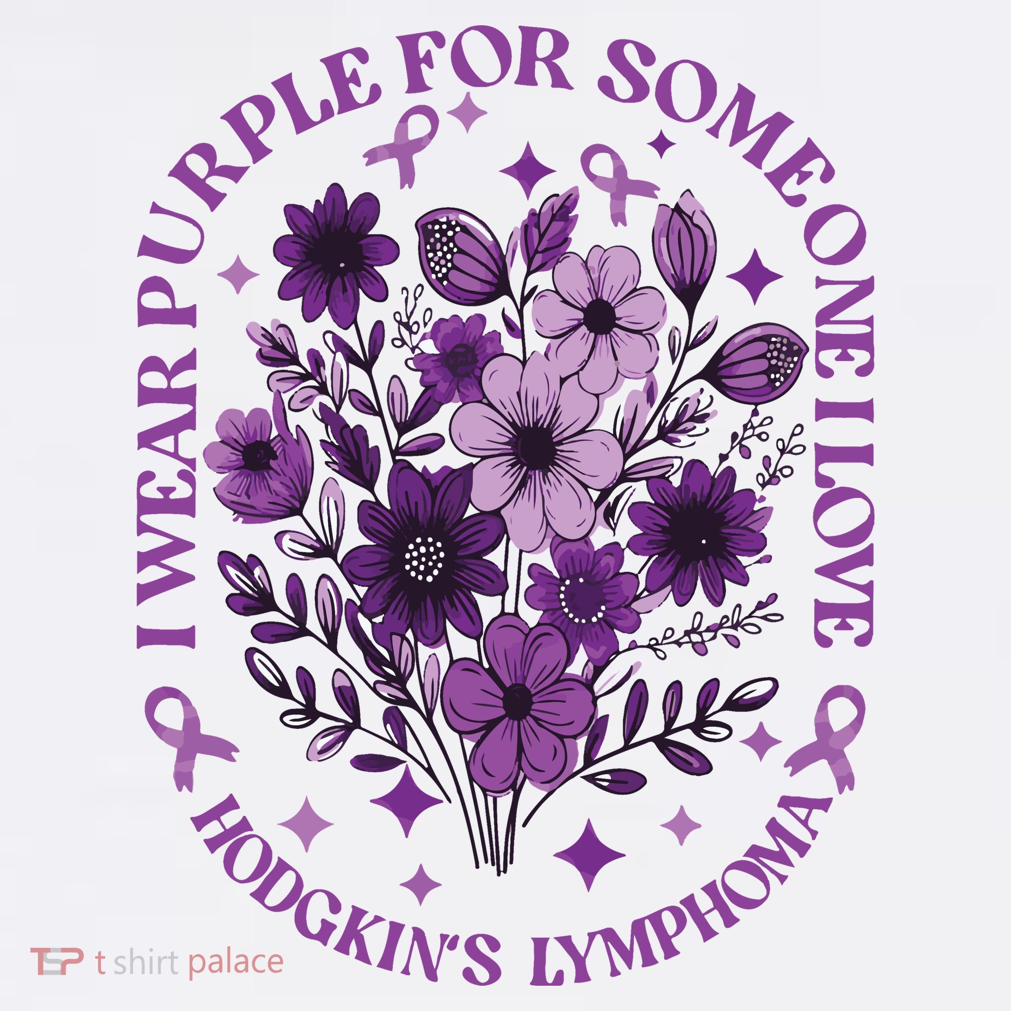 Hodgkin‘S Lymphoma Awareness Wildflower I Wear Purple For Hodgkin‘S T-Shirt