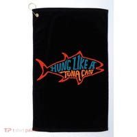 Hung Like A Tuna Can Funny Retro Golf Towel thumb 0