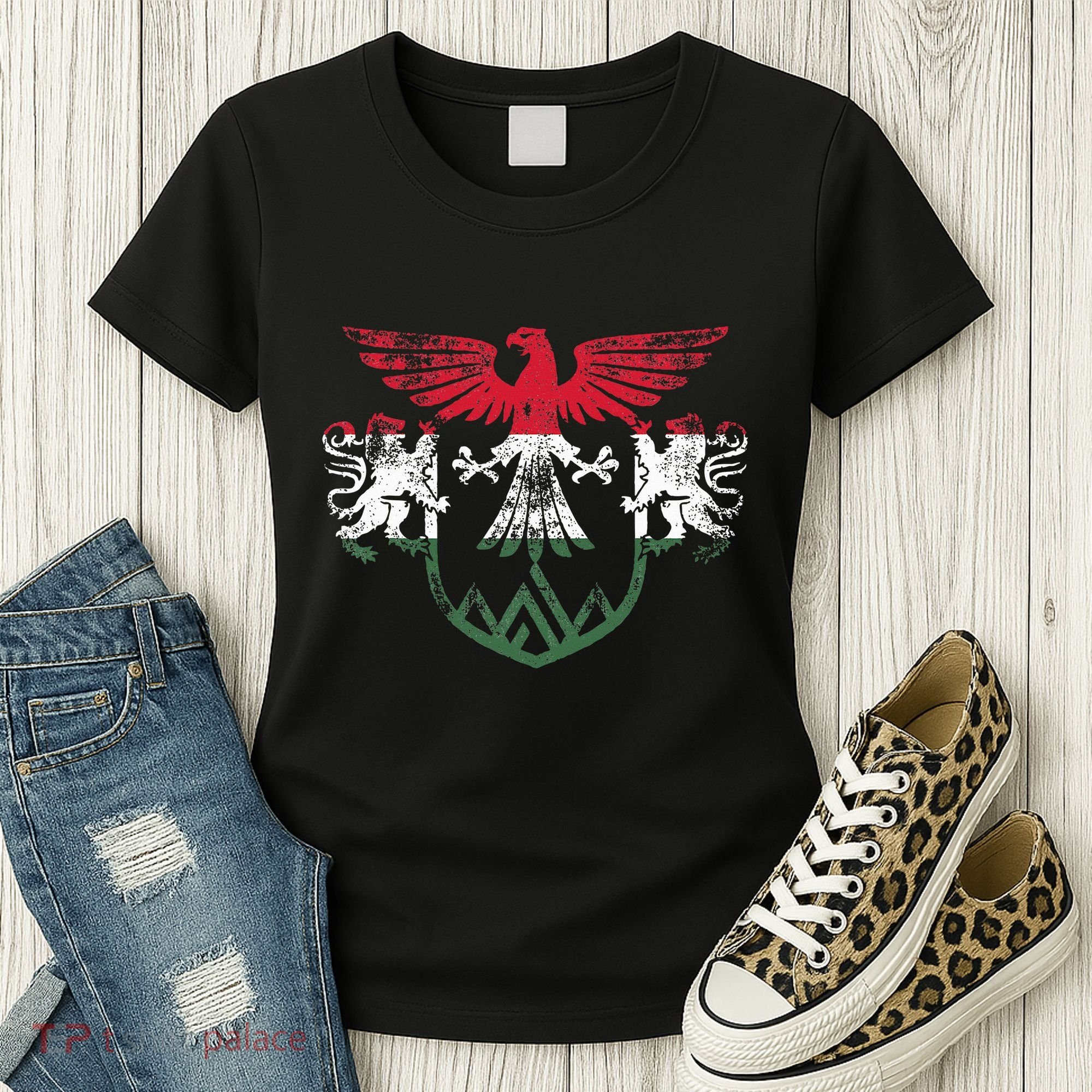 Hungary Lions And Eagle Symbol Hungarian Flag Women's T-Shirt