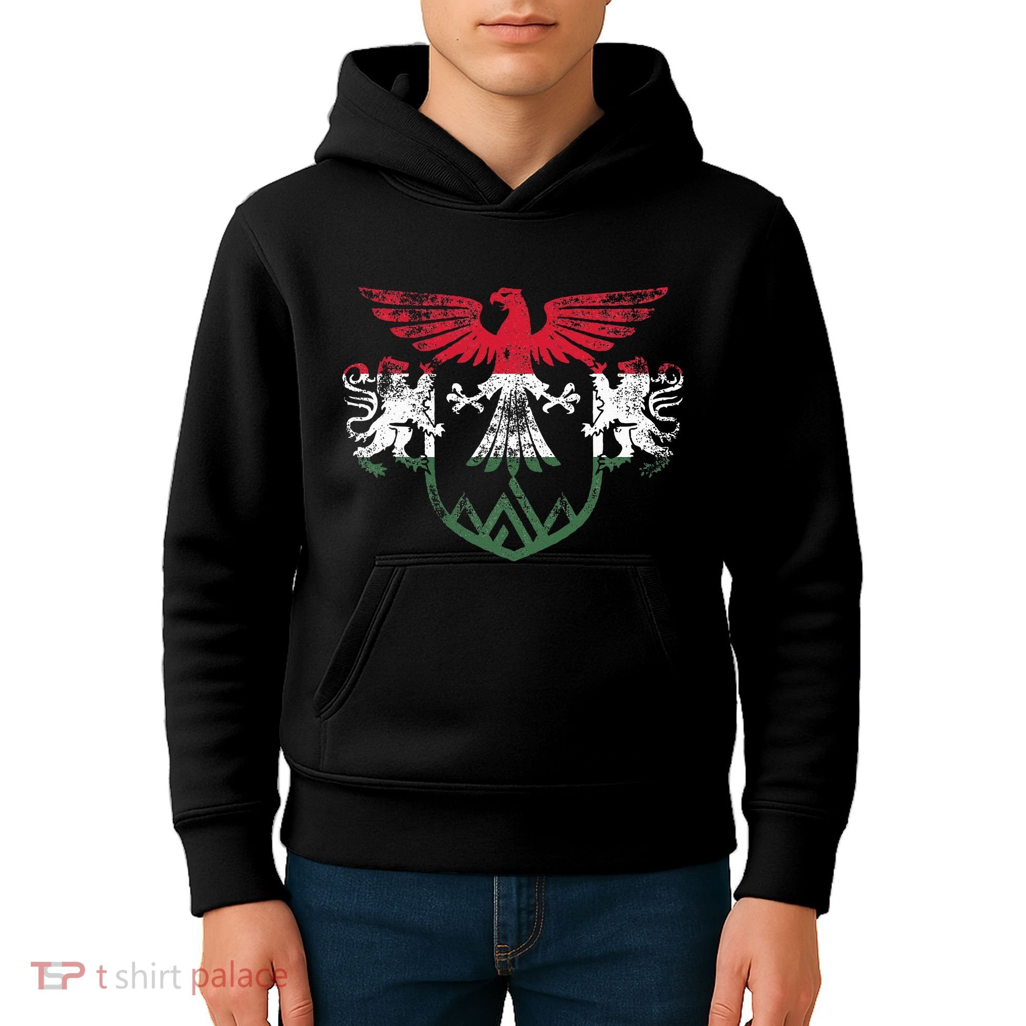 Hungary Lions And Eagle Symbol Hungarian Flag Kids Hoodie