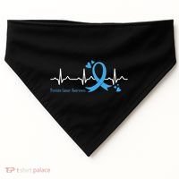 Heartbeat Light Blue Ribbon Prostate Cancer Awareness USA-Made Doggie Bandana thumb 0