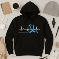 Heartbeat Light Blue Ribbon Prostate Cancer Awareness Hoodie thumb 3