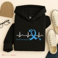 Heartbeat Light Blue Ribbon Prostate Cancer Awareness Hoodie thumb 4