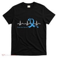 Heartbeat Light Blue Ribbon Prostate Cancer Awareness T-Shirt thumb 0