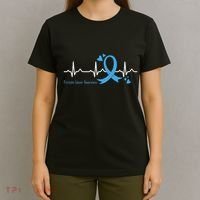 Heartbeat Light Blue Ribbon Prostate Cancer Awareness T-Shirt thumb 4