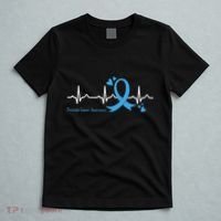 Heartbeat Light Blue Ribbon Prostate Cancer Awareness T-Shirt thumb 5