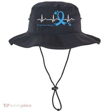 Heartbeat Light Blue Ribbon Prostate Cancer Awareness Bucket Hat