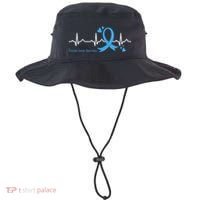 Heartbeat Light Blue Ribbon Prostate Cancer Awareness Bucket Hat thumb 0