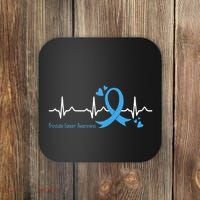 Heartbeat Light Blue Ribbon Prostate Cancer Awareness Coaster thumb 0