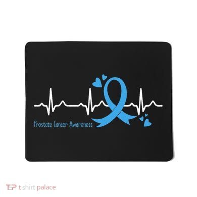 Heartbeat Light Blue Ribbon Prostate Cancer Awareness Mousepad