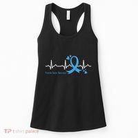 Heartbeat Light Blue Ribbon Prostate Cancer Awareness Women's Tank Top thumb 0