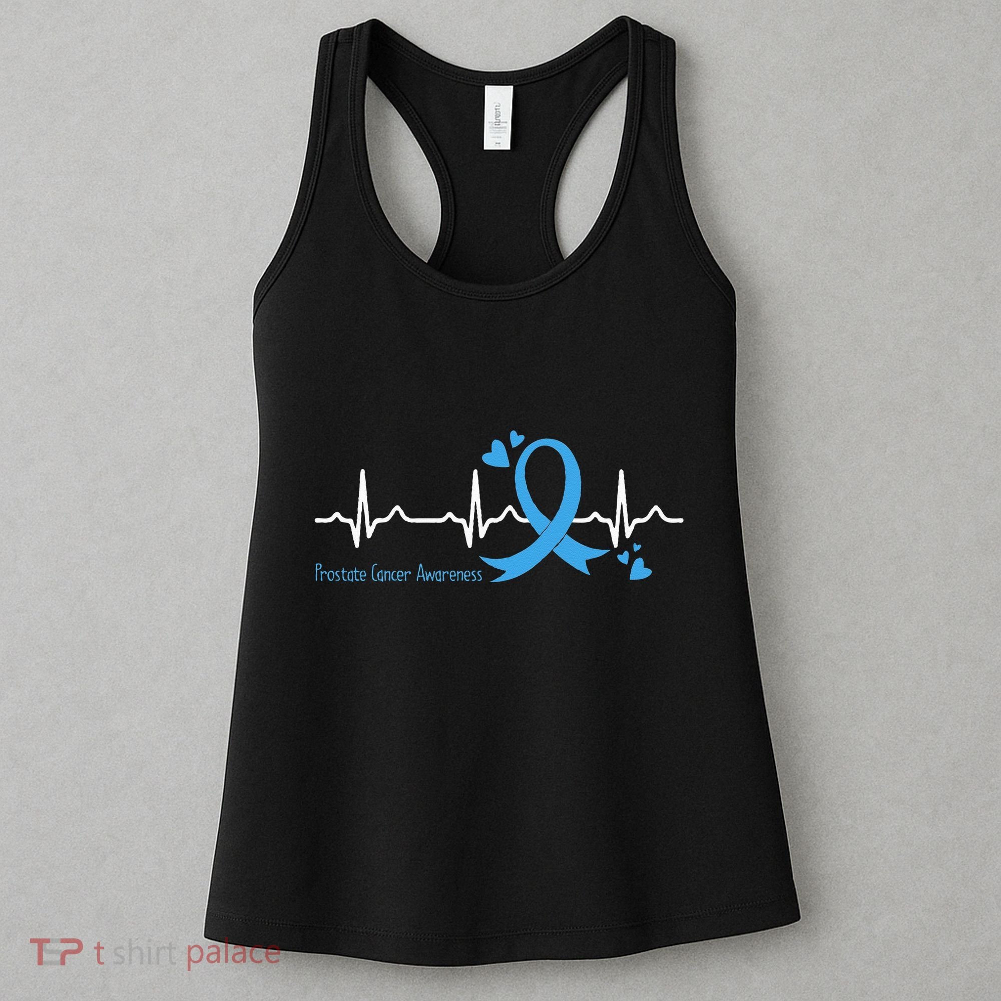 Heartbeat Light Blue Ribbon Prostate Cancer Awareness Women's Tank Top