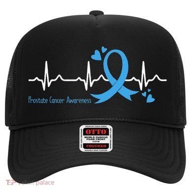 Heartbeat Light Blue Ribbon Prostate Cancer Awareness Hat