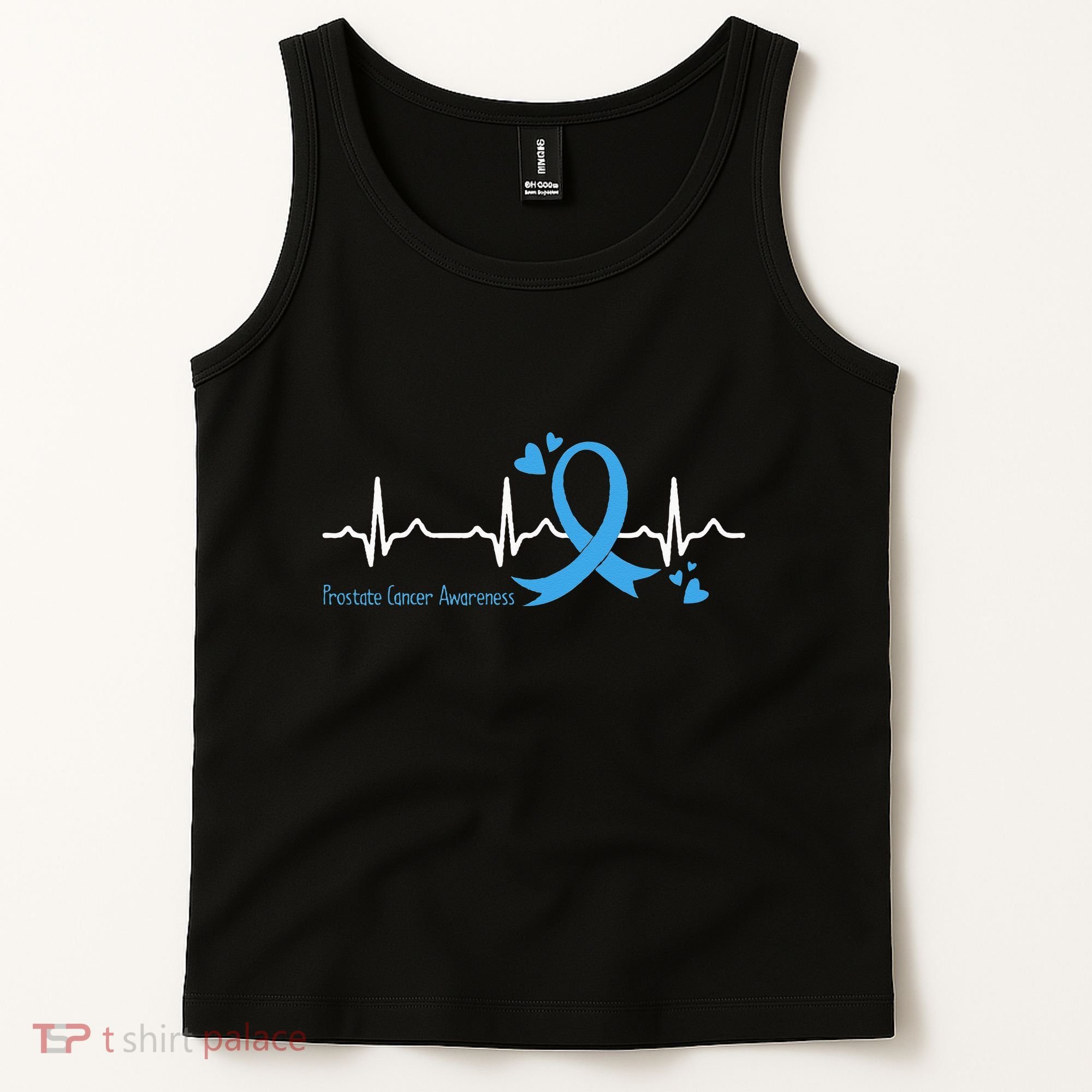 Heartbeat Light Blue Ribbon Prostate Cancer Awareness Tank Top