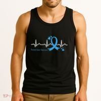 Heartbeat Light Blue Ribbon Prostate Cancer Awareness Tank Top thumb 3