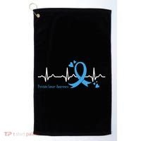 Heartbeat Light Blue Ribbon Prostate Cancer Awareness Golf Towel thumb 0