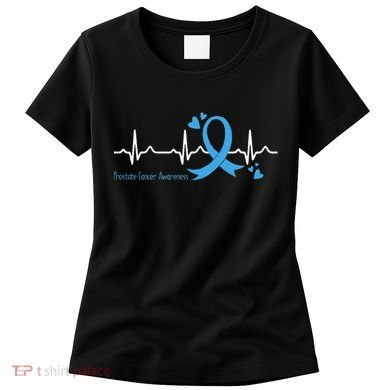 Heartbeat Light Blue Ribbon Prostate Cancer Awareness Women's T-Shirt